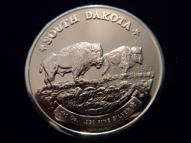 1987 South Dakota Bison Silver Coin