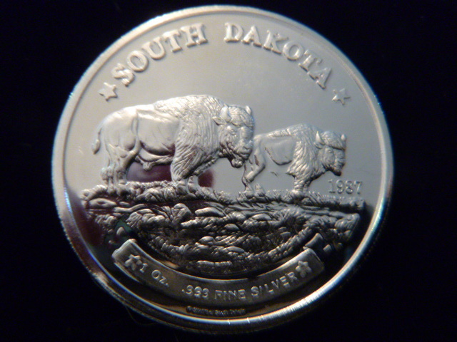 1987 South Dakota Bison Silver Coin