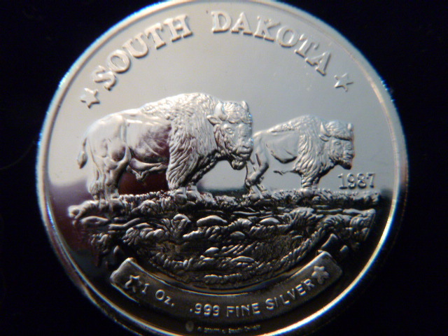 1987 South Dakota Bison Silver Coin