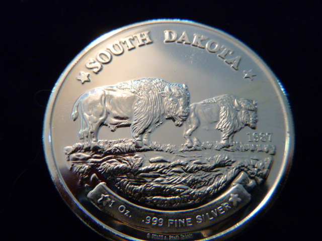 1987 South Dakota Bison Silver Coin