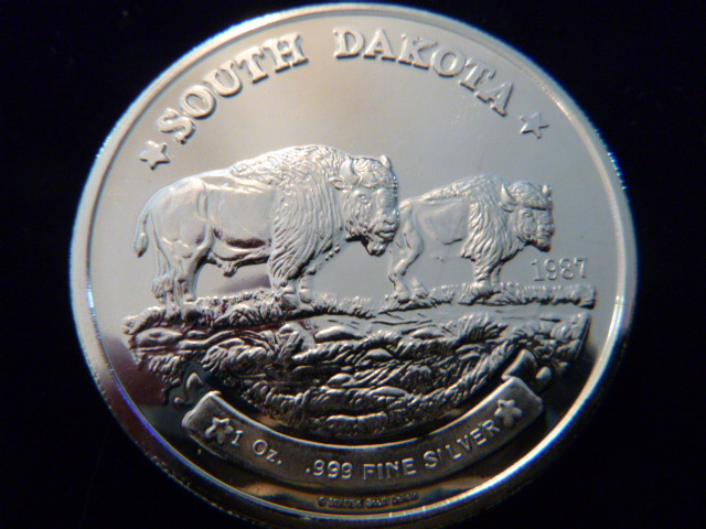 1987 South Dakota Bison Silver Coin