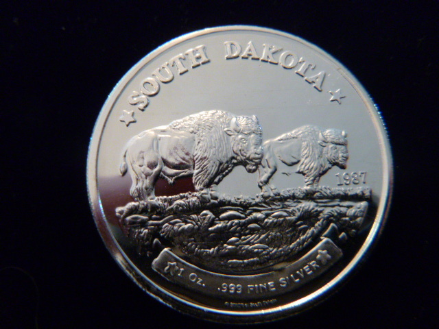 1987 South Dakota Bison Silver Coin
