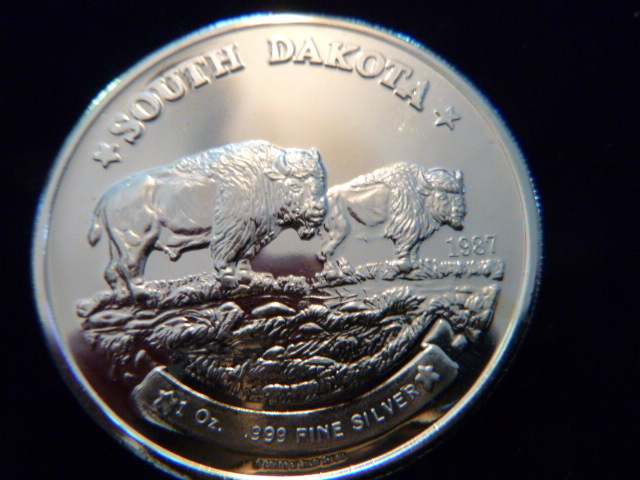 1987 South Dakota Bison Silver Coin