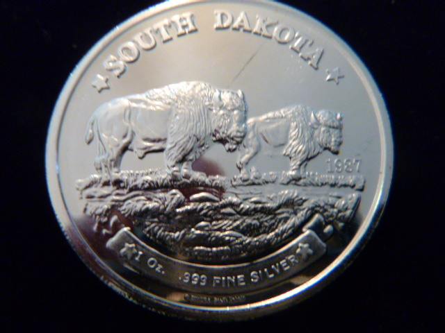 1987 South Dakota Bison Silver Coin