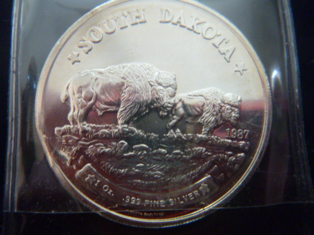 1987 South Dakota Bison Silver Coin