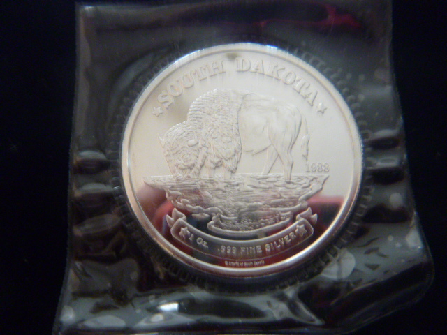 1988 South Dakota Bison Silver Coin
