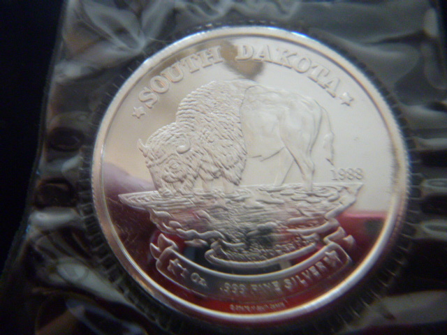 1988 South Dakota Bison Silver Coin