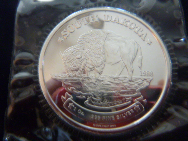 1988 South Dakota Bison Silver Coin
