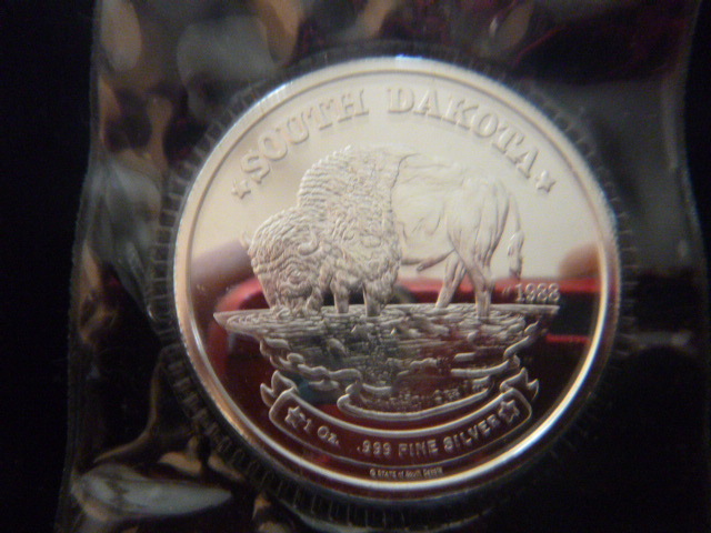 1988 South Dakota Bison Silver Coin