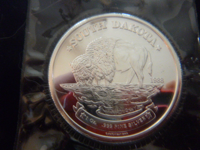 1988 South Dakota Bison Silver Coin