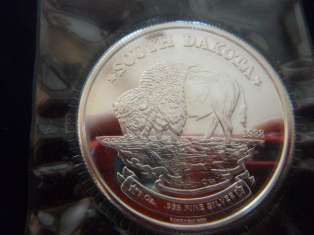 1988 South Dakota Bison Silver Coin