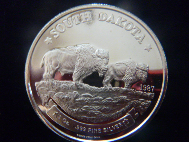 1987 South Dakota Bison Silver Coin