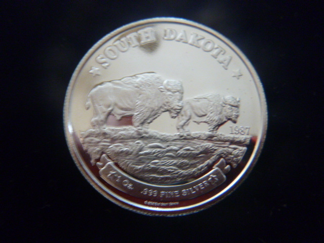 1987 South Dakota Bison Silver Coin