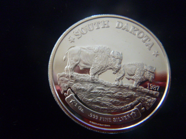 1987 South Dakota Bison Silver Coin