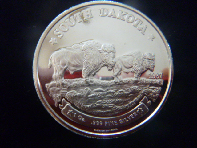 1987 South Dakota Bison Silver Coin