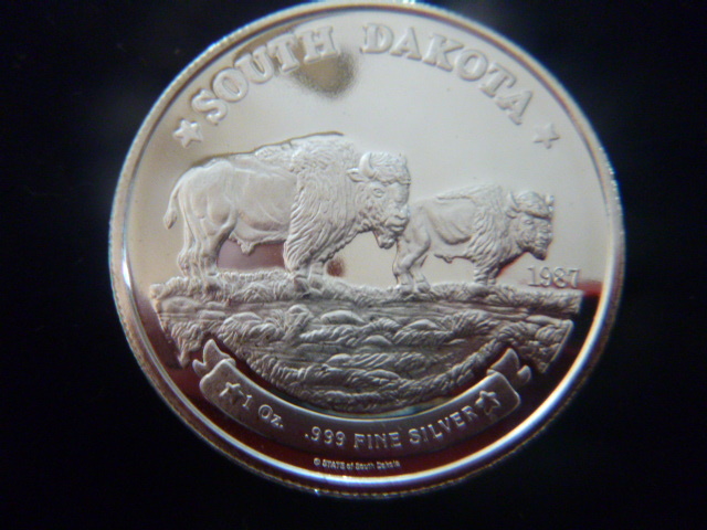 1987 South Dakota Bison Silver Coin
