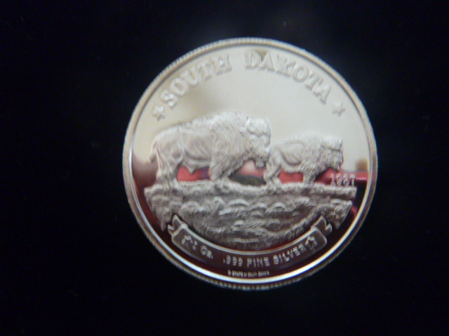 1987 South Dakota Bison Silver Coin