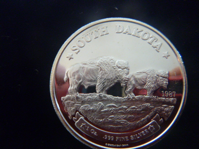 1987 South Dakota Bison Silver Coin