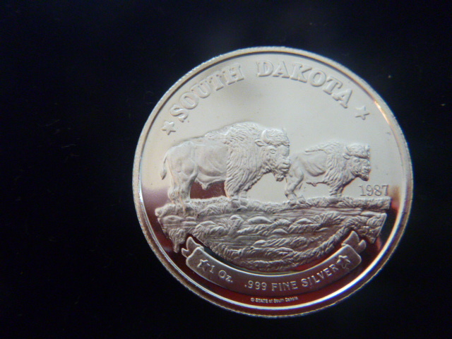1987 South Dakota Bison Silver Coin