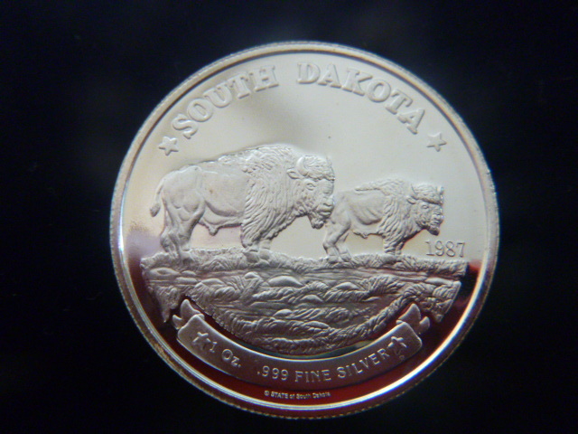 1987 South Dakota Bison Silver Coin