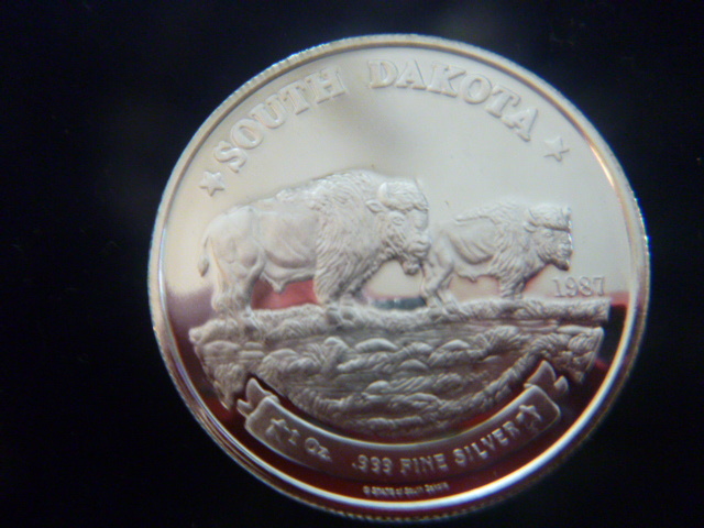 1987 South Dakota Bison Silver Coin