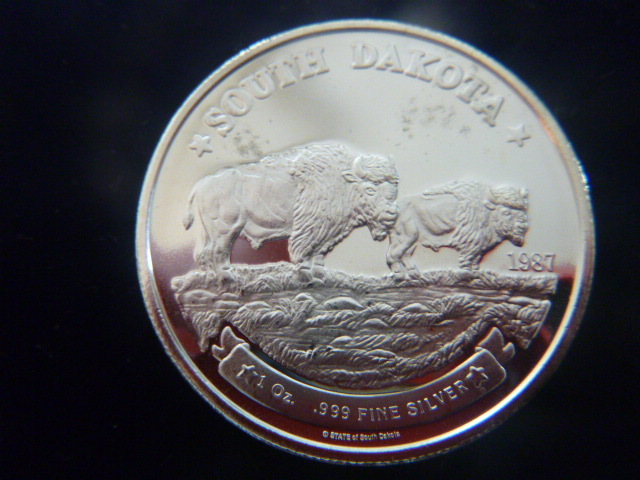 1987 South Dakota Bison Silver Coin