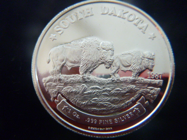 1987 South Dakota Bison Silver Coin