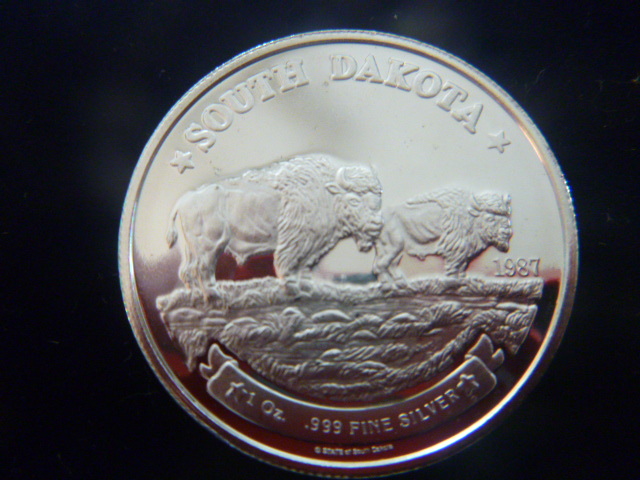 1987 South Dakota Bison Silver Coin