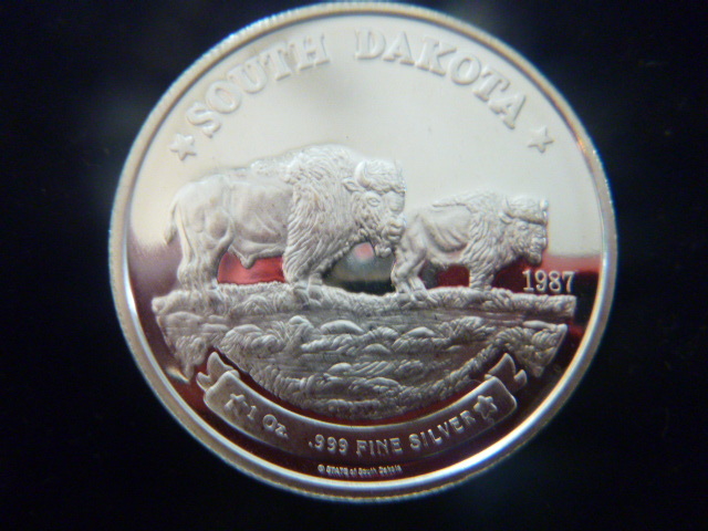 1987 South Dakota Bison Silver Coin