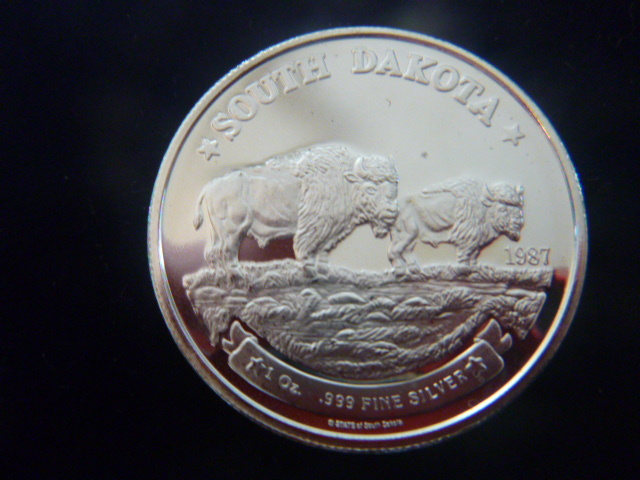 1987 South Dakota Bison Silver Coin