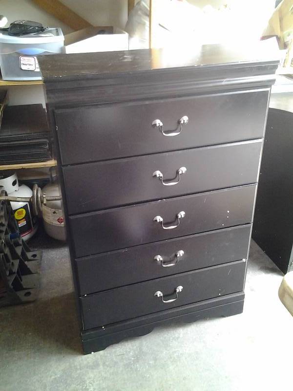 5 Drawer Black Chest 30x16x45