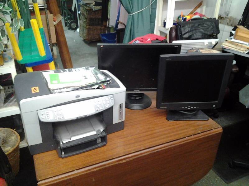 HP Office Jet Wireless Copier & 2 Computer Monitors