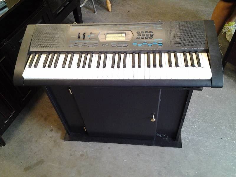 Casio Key Board Model CTK-2100 No Power Cord, Stand With Single Door 31x13x25