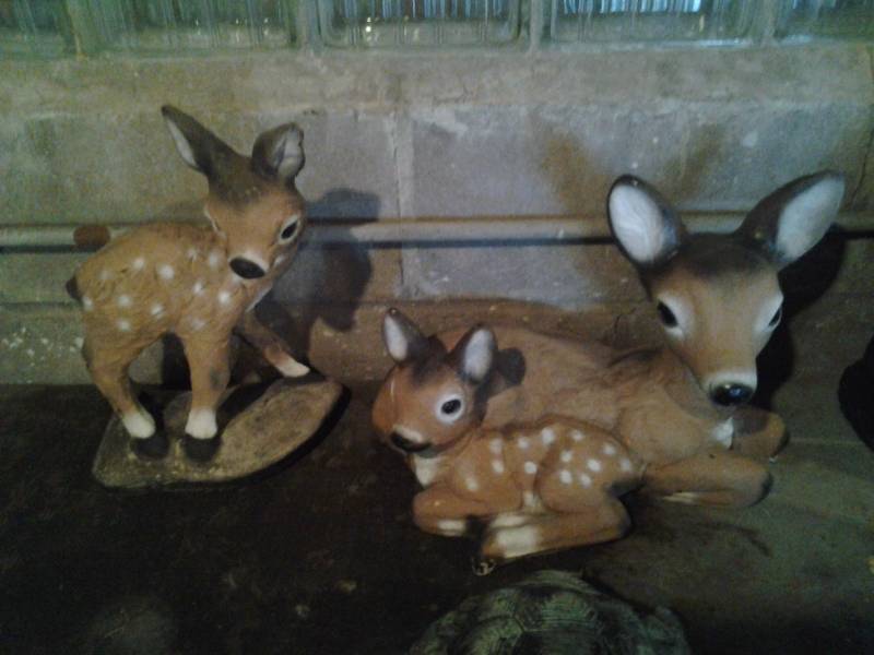 lot 93 image: 2-Cement Deer Lawn Ornaments