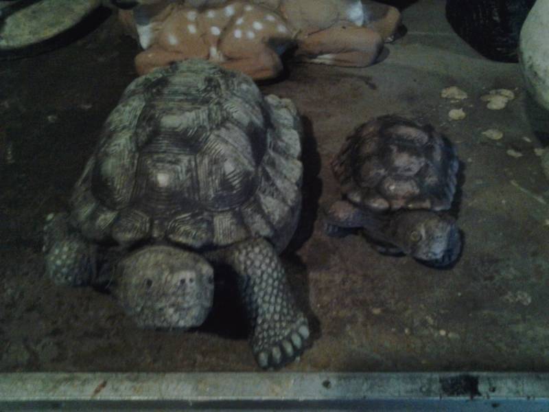 lot 94 image: 2-Cement Turtle Lawn Ornaments