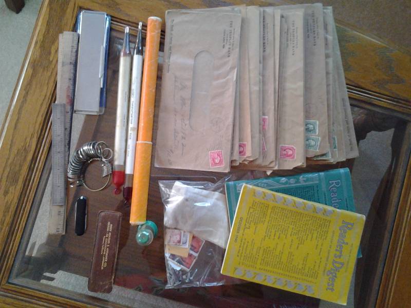 lot 138 image: Collection Of Vintage Stamps (1920s), 2-Dairy Thermometers, Old Readers Digest, Misc