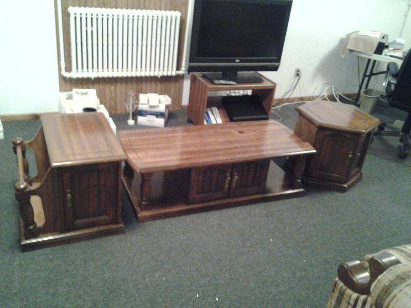 lot 155 image: Set Of 3-Wood Tables Made In USA