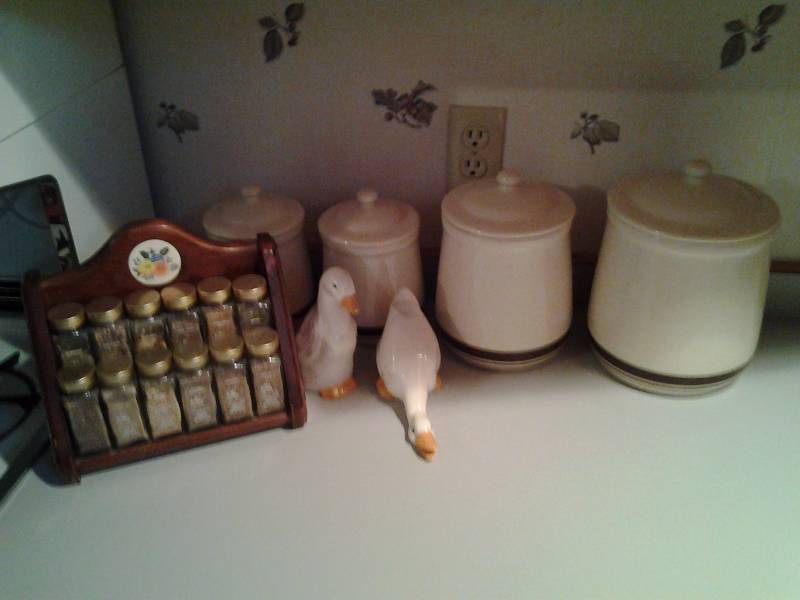 lot 260 image: Canisters, Spice Rack, Goose Figures