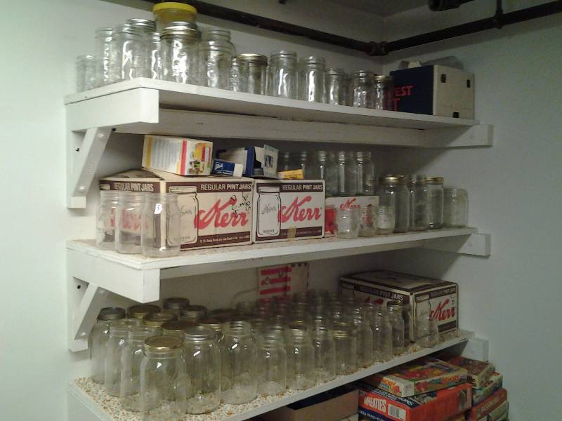 lot 264 image: 3-Shelves Of Canning Jars (Downstairs)