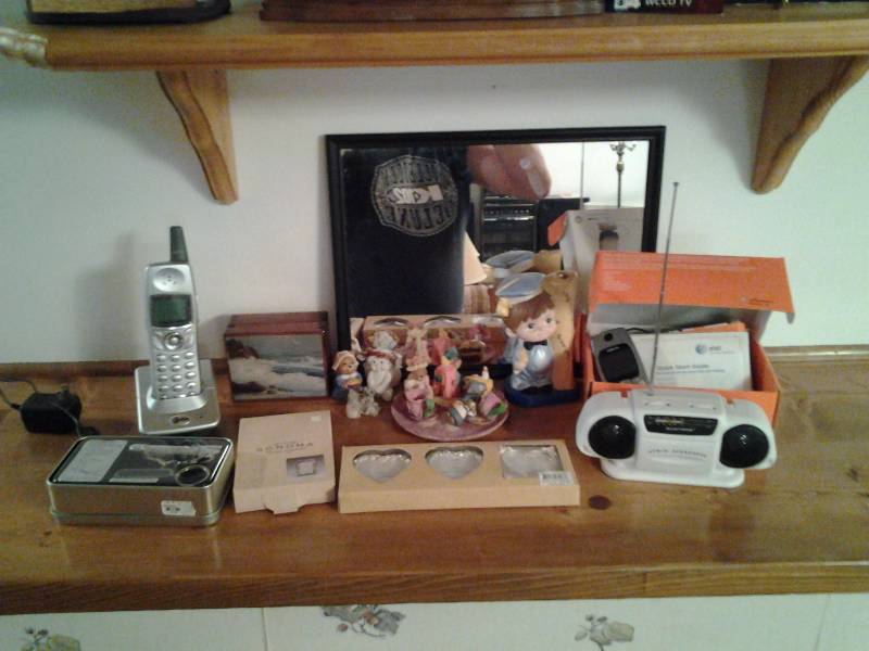 lot 275 image: Framed Mirror, Phones, Miniatures & Collectibles