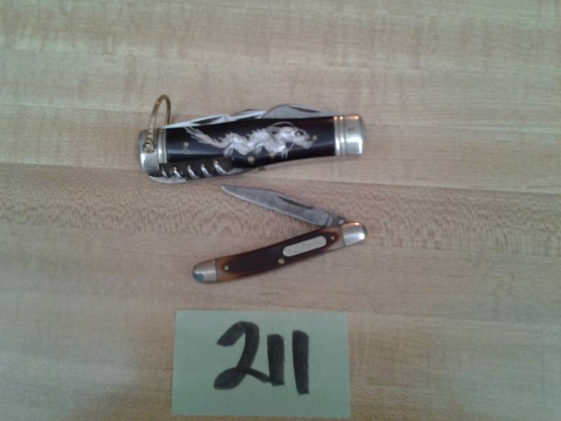 lot 211 image: 2-Folding Pocket Knives (Old Timer & Inlay Dragon)