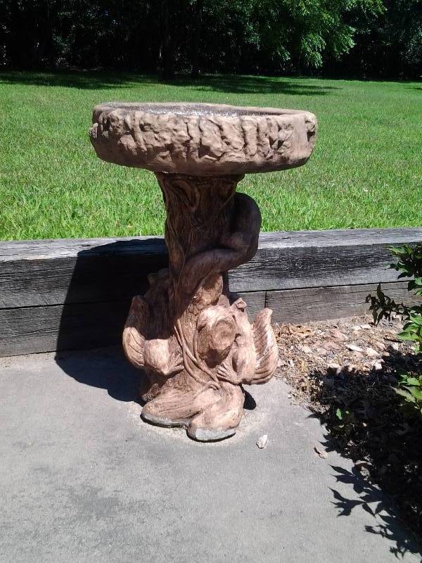 lot 217 image: 2-Piece Cement Bird Bath