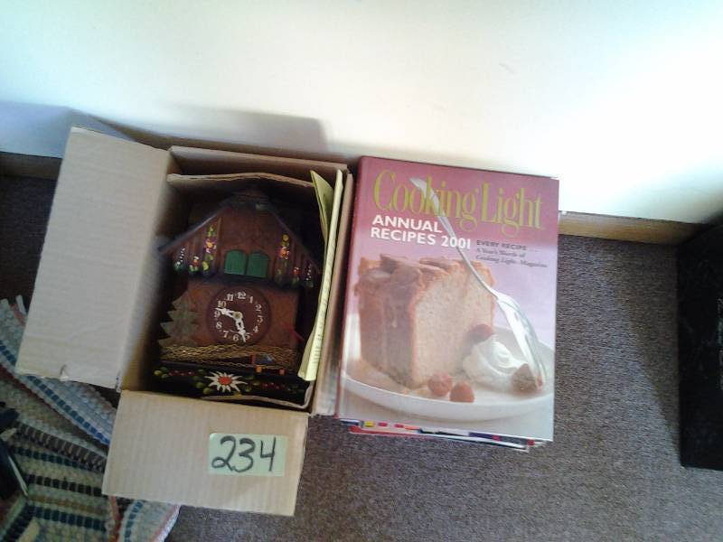 lot 234 image: Swiss Made Reuge Cuckoo Clock, Cook Books & Magazines