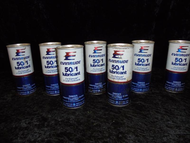 Lot - 7 16oz cans Evinrude 501 Lubricant 2-Cycle Outboard Oil