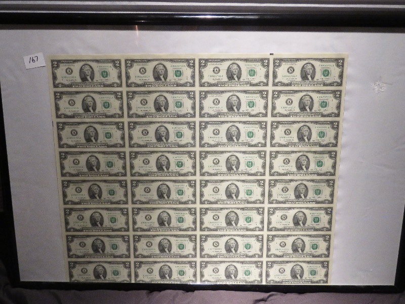 Uncut Sheet of $2.00 Bills