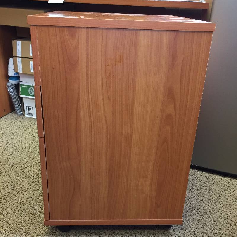lot 7 image: High End Quality Made In Denmark by Tvilum-Scanbirk Presidents Executive Office Cherry Veneer 3 Drawer Mobile Locking Storage Filing Cabinet Has Key - Retails $300 - Excellent Condition Matches Other Pieces In This Auction