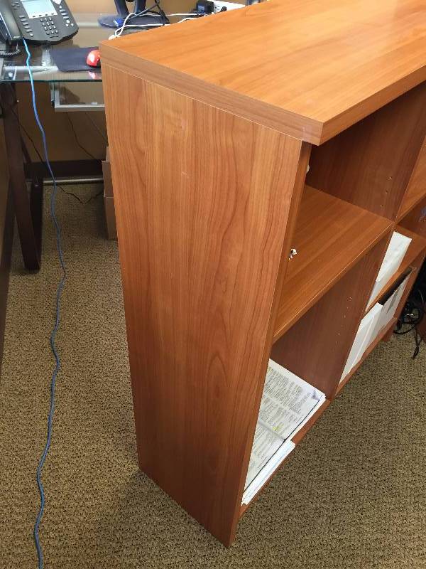 lot 16 image: High End Quality Made In Denmark by Tvilum-Scanbirk Presidents Executive Office Cherry Veneer 5 Cube Medium Desktop Hutch - Retails $400 - Excellent Condition Matches Other Pieces In This Auction