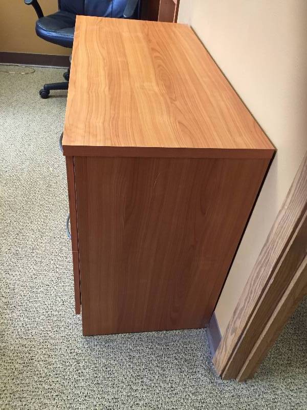lot 12 image: High End Quality Made In Denmark by Tvilum-Scanbirk Presidents Executive Office Cherry Veneer Lateral File 2 Drawer Locking Storage Cabinet No Key- Retails $600 - Excellent Condition  Matches Other Pieces In This Auction
