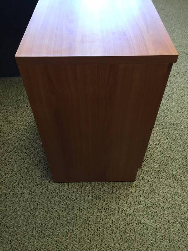 lot 23 image: High End Quality Made In Denmark by Tvilum-Scanbirk Presidents Executive Office Cherry Veneer 2 Drawer Mobile Locking Storage Filing Cabinet Has Key - Retails $250 - Excellent Condition Matches Other Pieces In This Auction