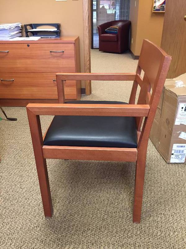 lot 5 image: Wow Very High End Italian A. Sabau Cherry Wood & Leather Executive Or Home Office Guest Arm Chair - Excellent Condition & Matches Lots #4 & #6